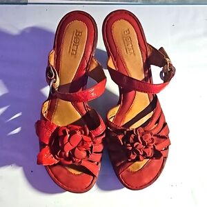 BORN Leather Floral Wedge